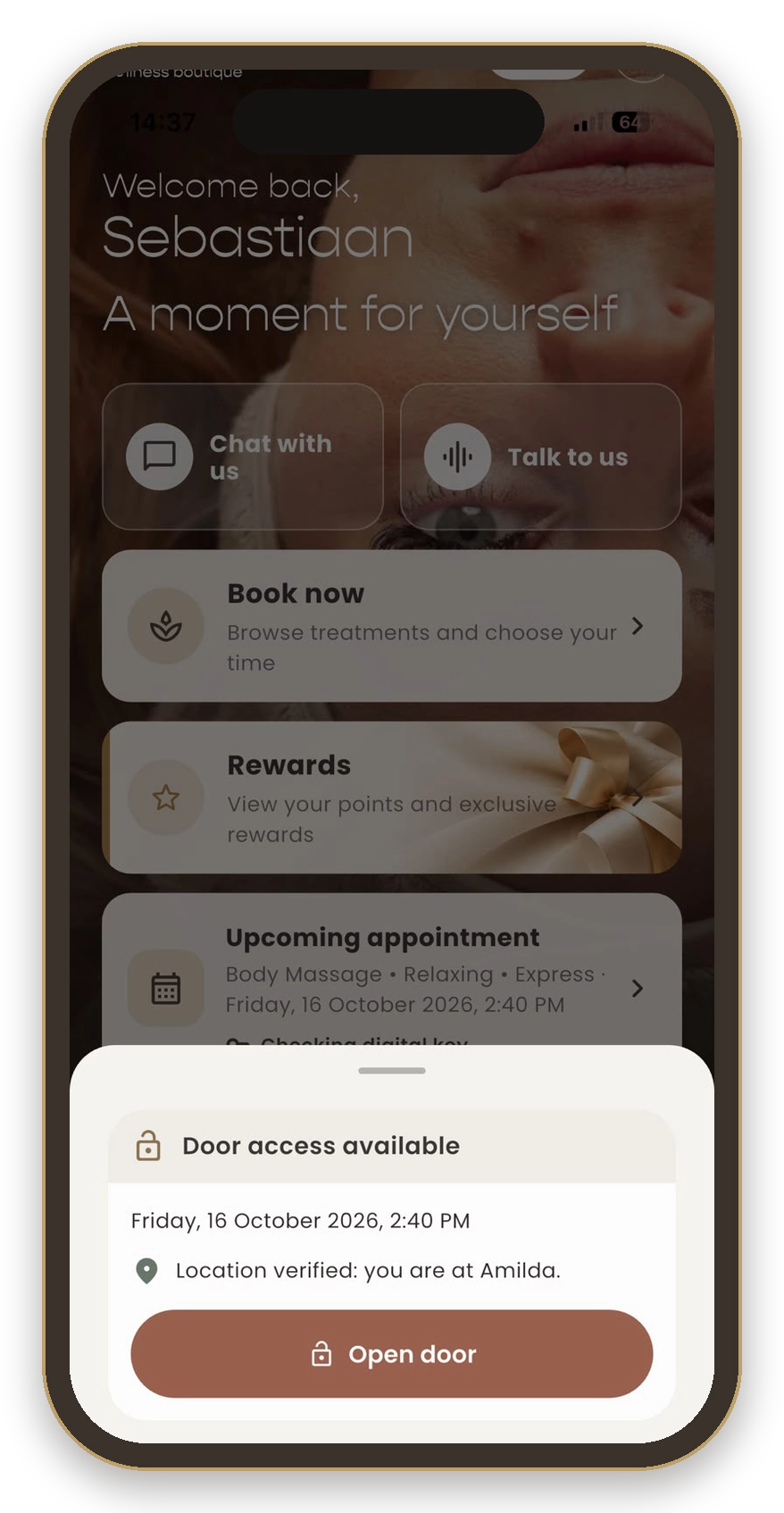 Deurtoegang in de Amilda App met de knop Open door